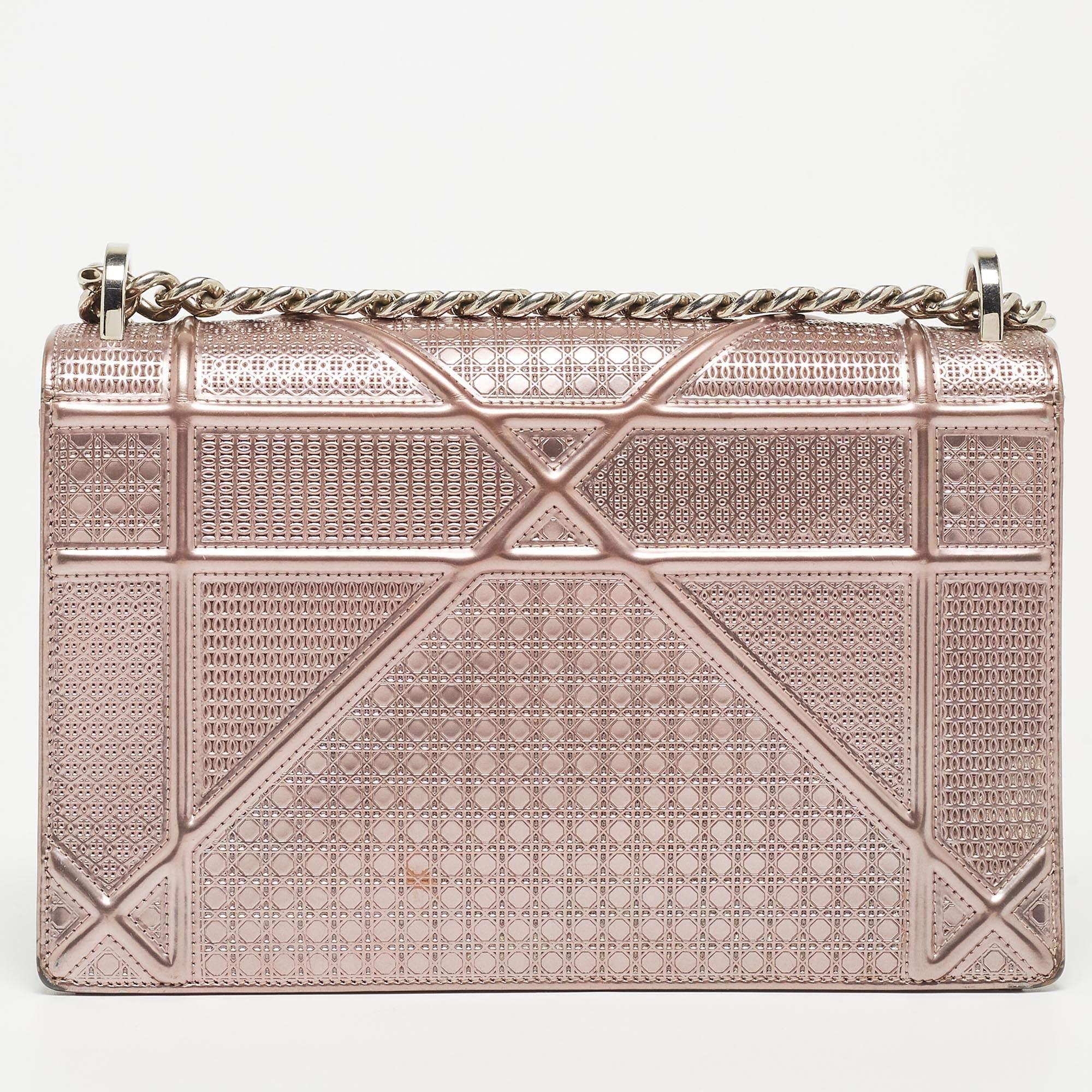Dior Pink Microcannage Patent and Leather Medium Diorama Flap Shoulder Bag 9