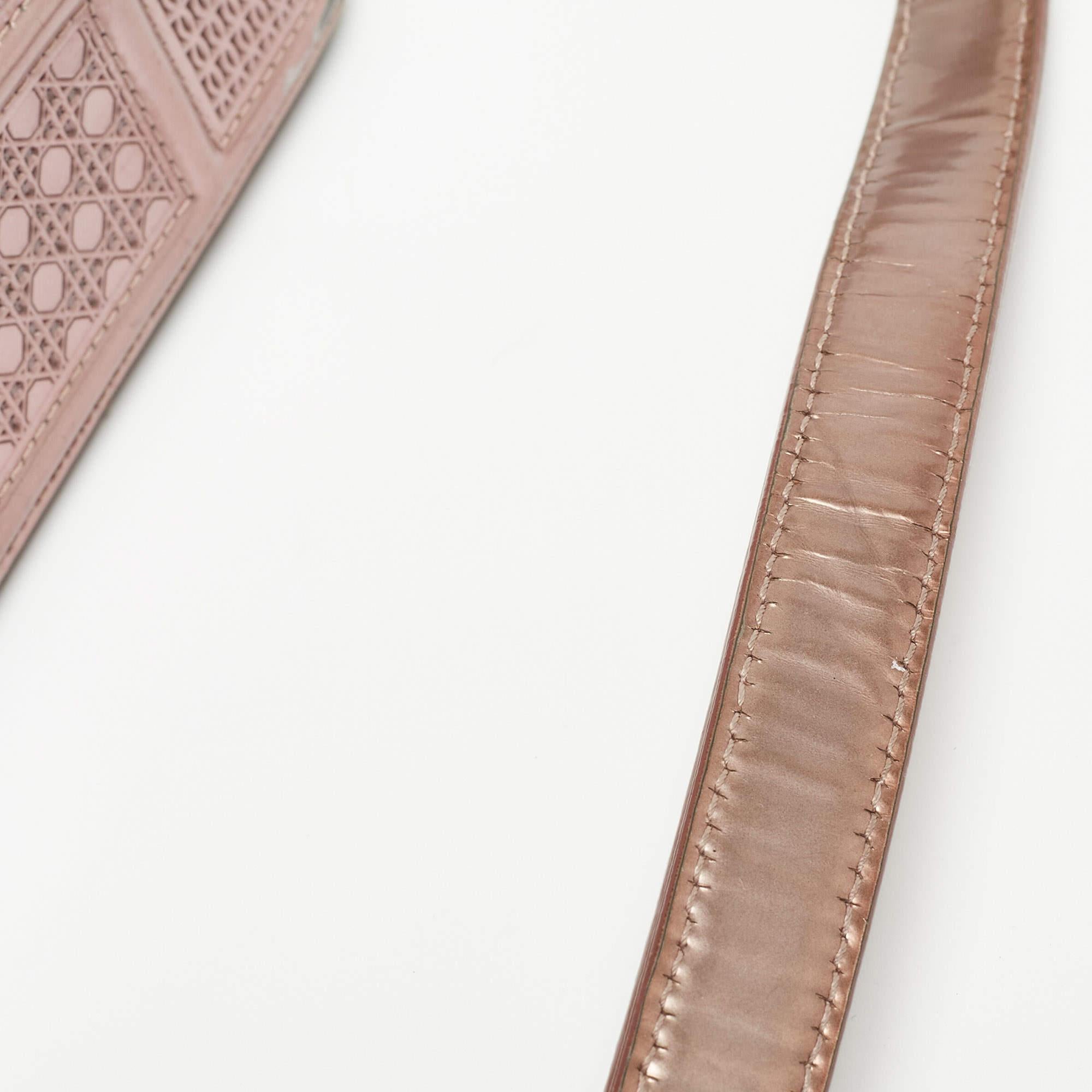Dior Pink Microcannage Patent and Leather Medium Diorama Flap Shoulder Bag 11