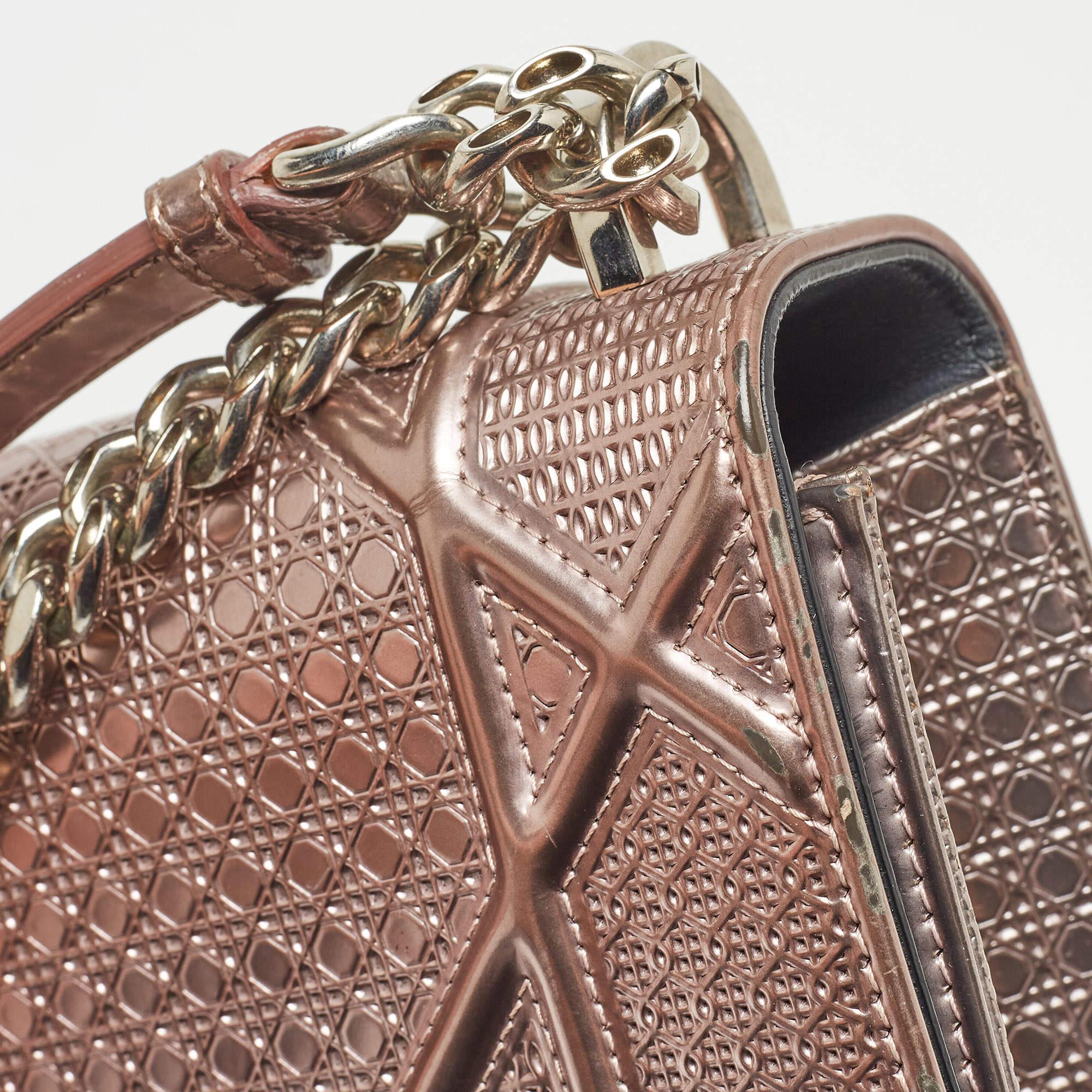 Dior Pink Microcannage Patent and Leather Medium Diorama Flap Shoulder Bag 4