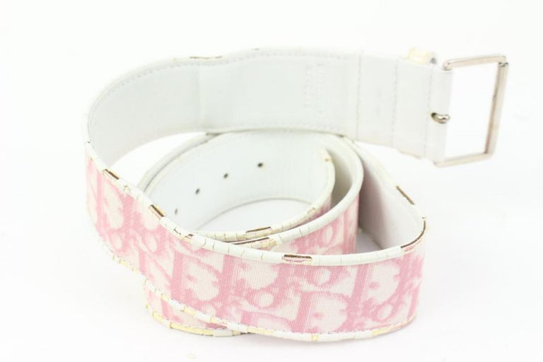 Dior Pink Monogram Trotter Belt s331d31 In Fair Condition In Dix hills, NY