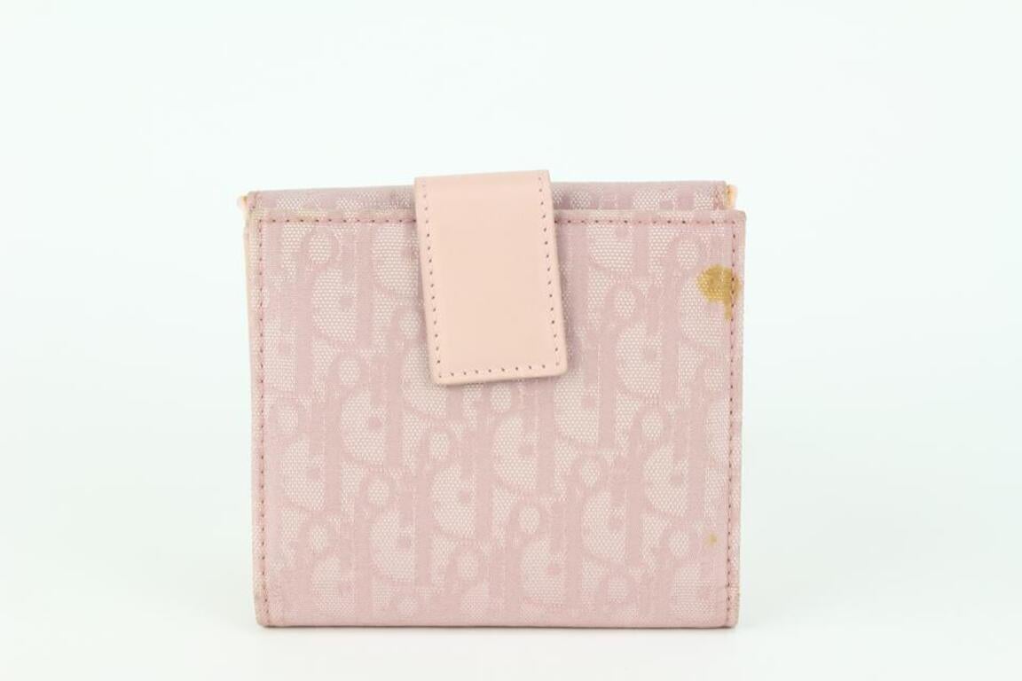 Beige Dior Pink Monogram Trotter Compact Wallet 117da76