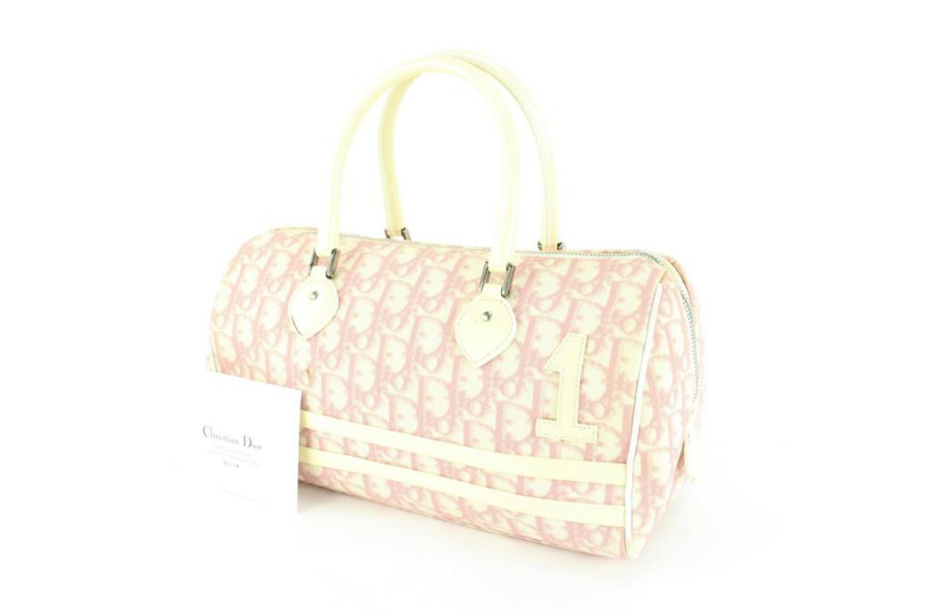 White Dior Pink Monogram Trotter Girly Boston Bag 89d525s