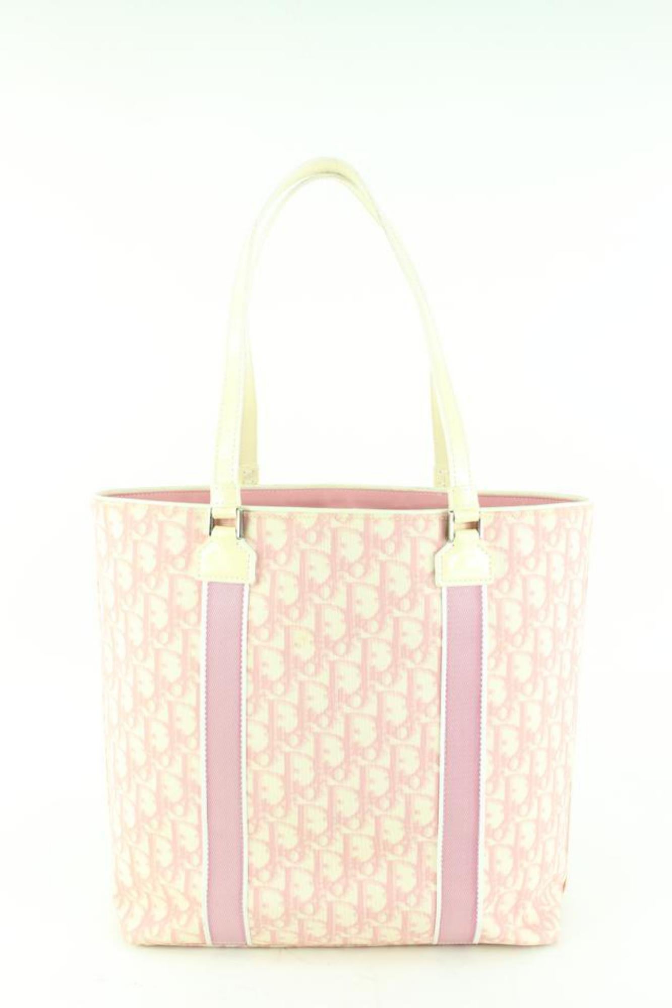 White Dior Pink Monogram Trotter No. 2 Shopper Tote Bag 43d62s