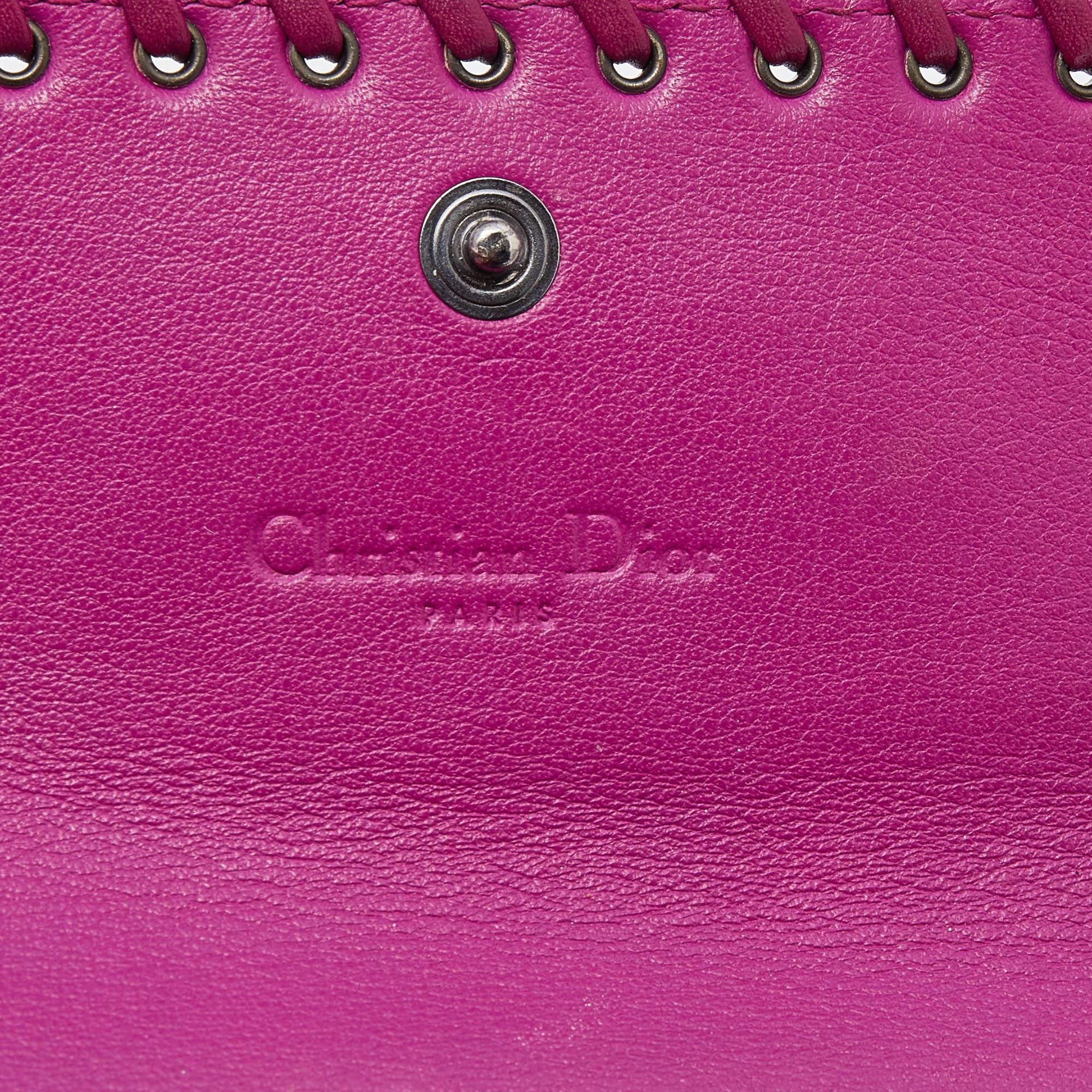 Dior Rosa Oblique Canvas und Lederbesatz Klappe Kontinentales Portemonnaie Continental Wallet Damen im Angebot