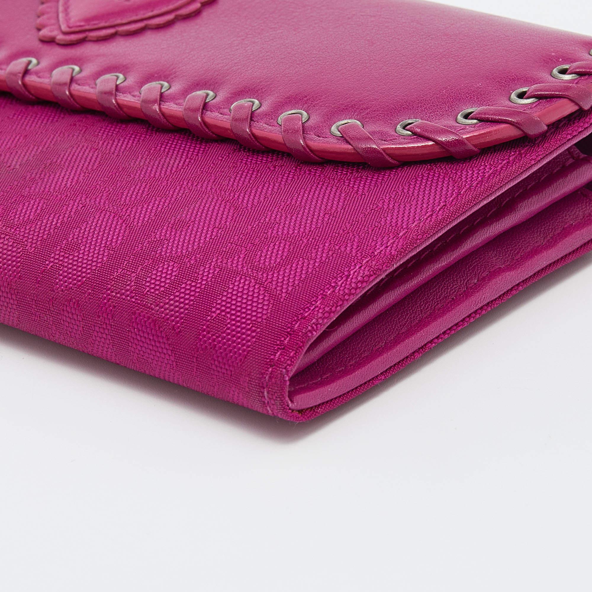 Dior Rosa Oblique Canvas und Lederbesatz Klappe Kontinentales Portemonnaie Continental Wallet im Angebot 2