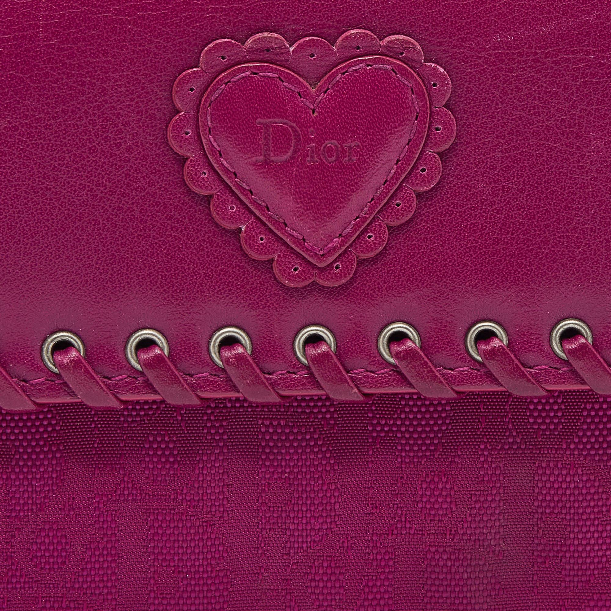 Dior Rosa Oblique Canvas und Lederbesatz Klappe Kontinentales Portemonnaie Continental Wallet im Angebot 3