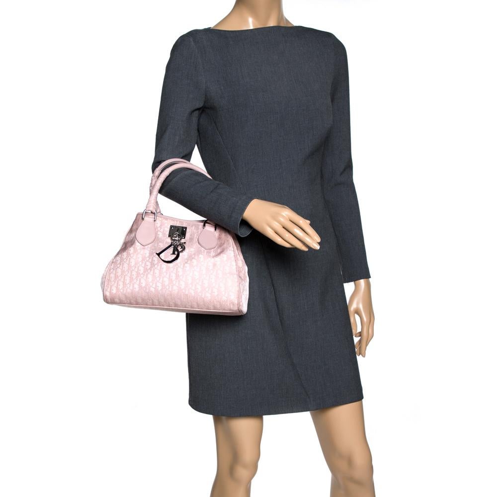 Dior Rosa Oblique Nylon und Leder Lovely Tote (Beige)