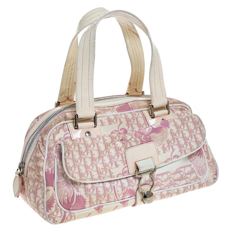 dior girly romantique monogram handle bag in pink