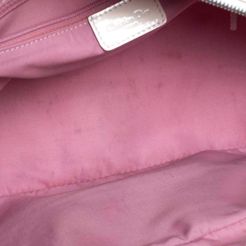 Dior Pink/Off White Canvas Romantique Satchel In Fair Condition In Dubai, Al Qouz 2