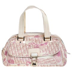 Dior Pink/Off White Canvas Romantique Satchel