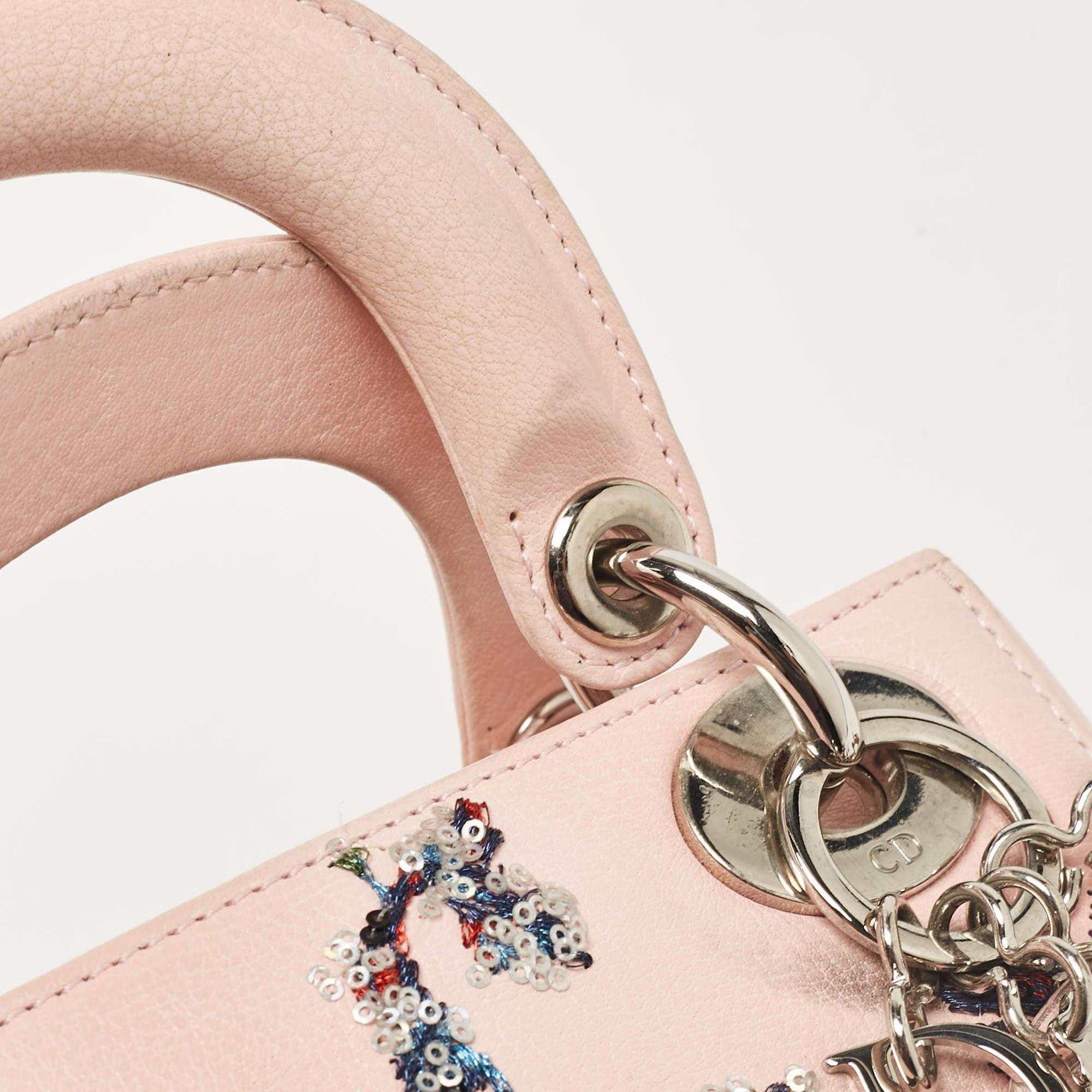 Dior Pink Ombre Leather Sequins Embellished Mini Lady Dior Tote 1