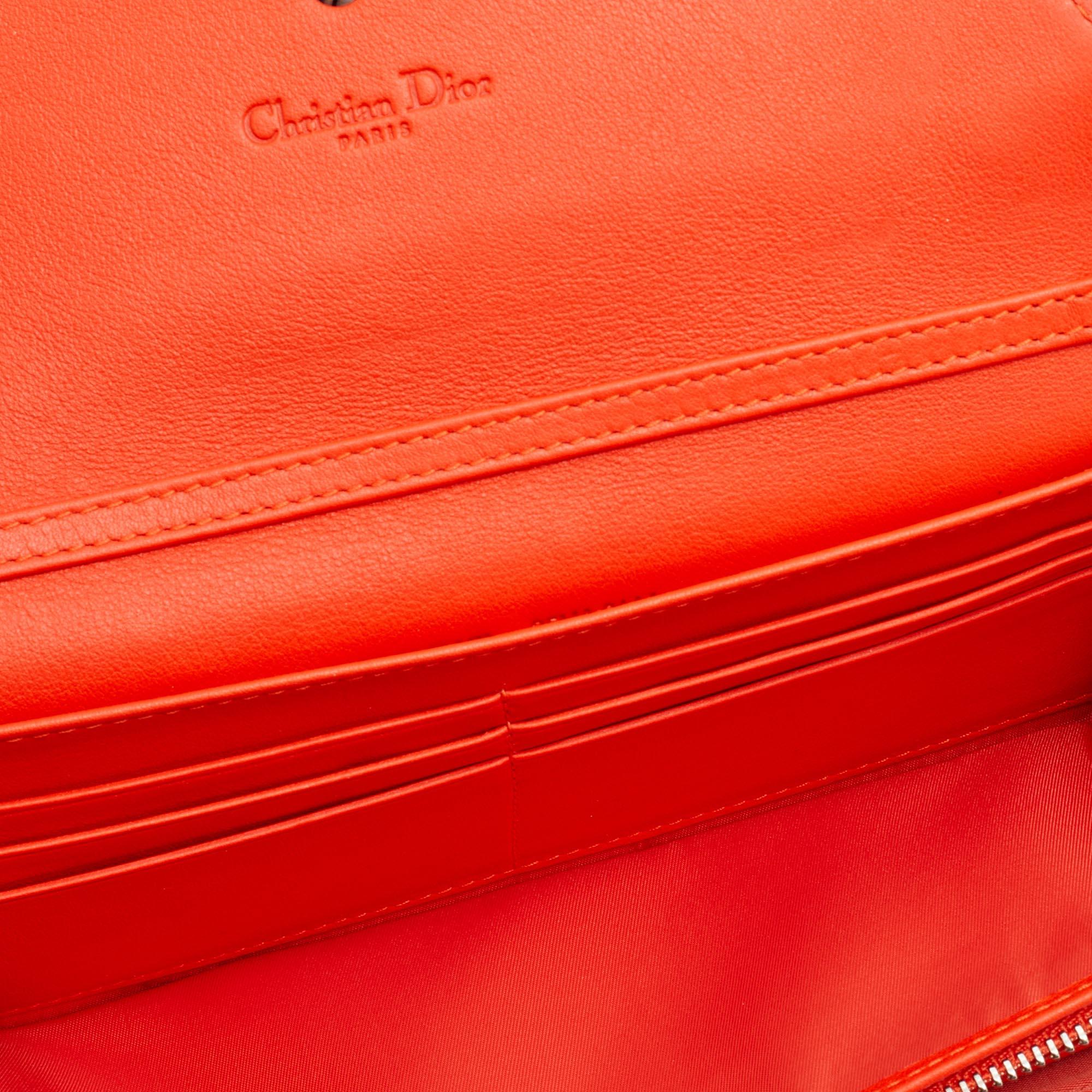 Dior Pink/Orange Leather Addict Rendez-Vous Wallet on Chain 3