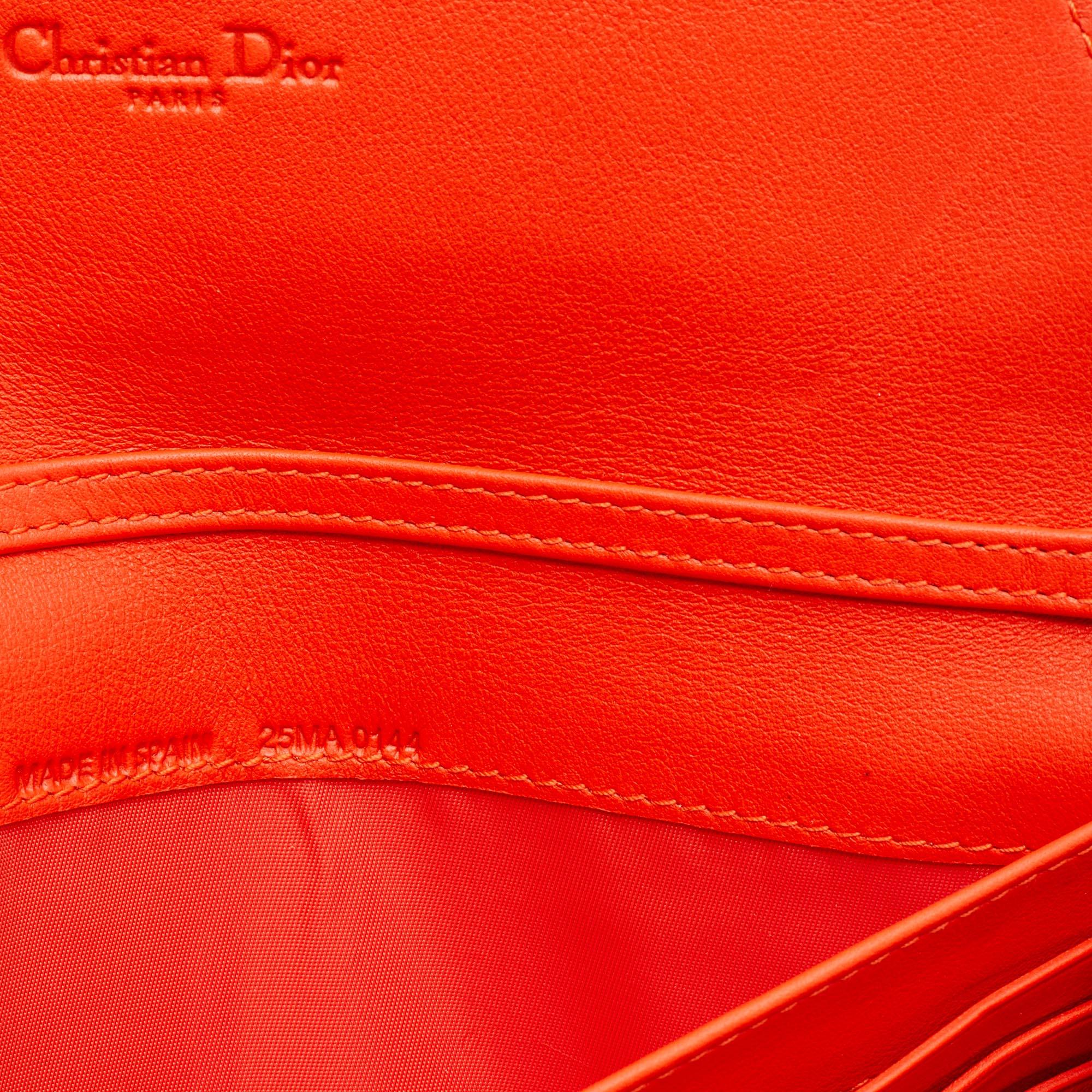 Dior Pink/Orange Leather Addict Rendez-Vous Wallet on Chain 4