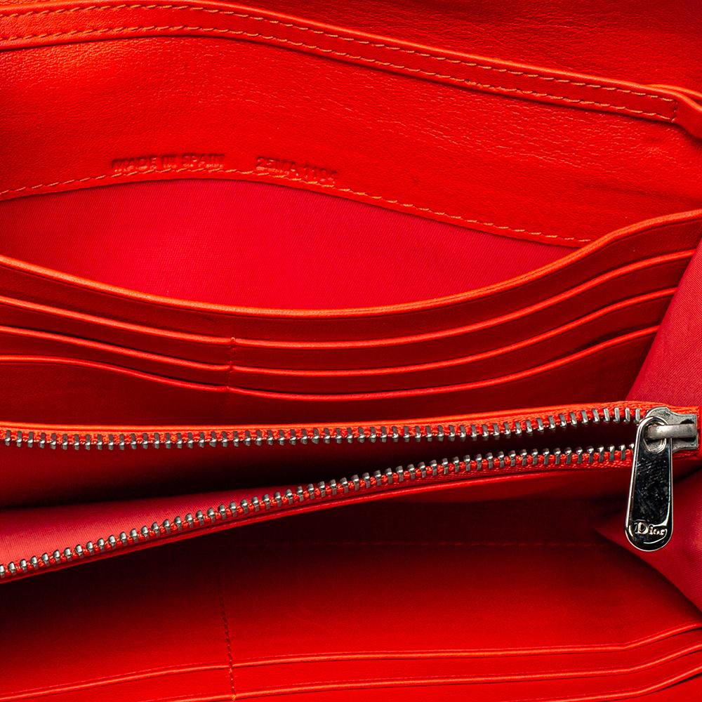 Dior Pink/Orange Leather Addict Rendez-Vous Wallet on Chain 4
