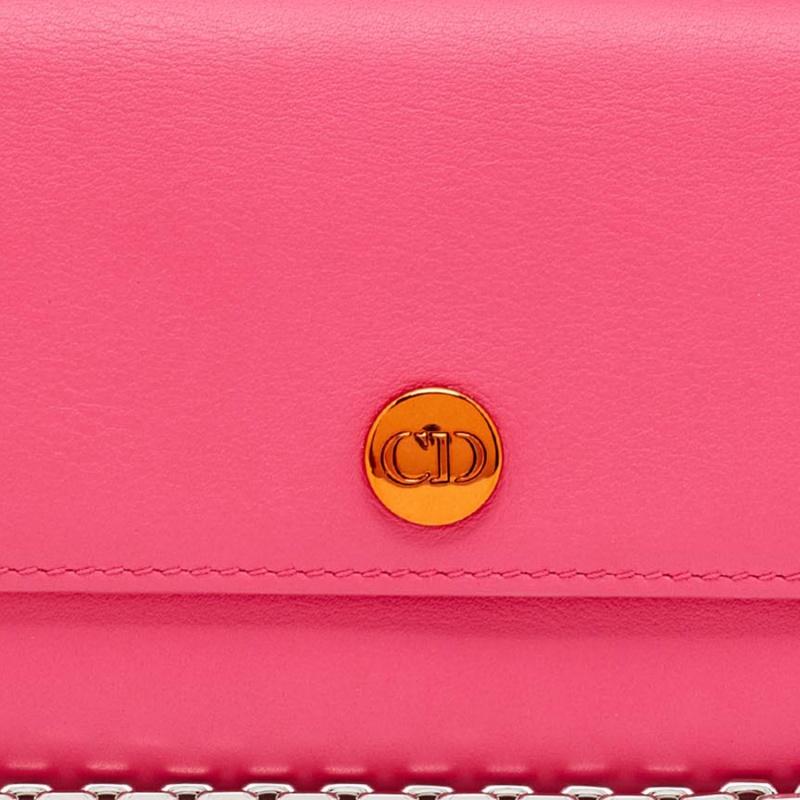Dior Pink/Orange Leather Addict Rendez-Vous Wallet on Chain 5