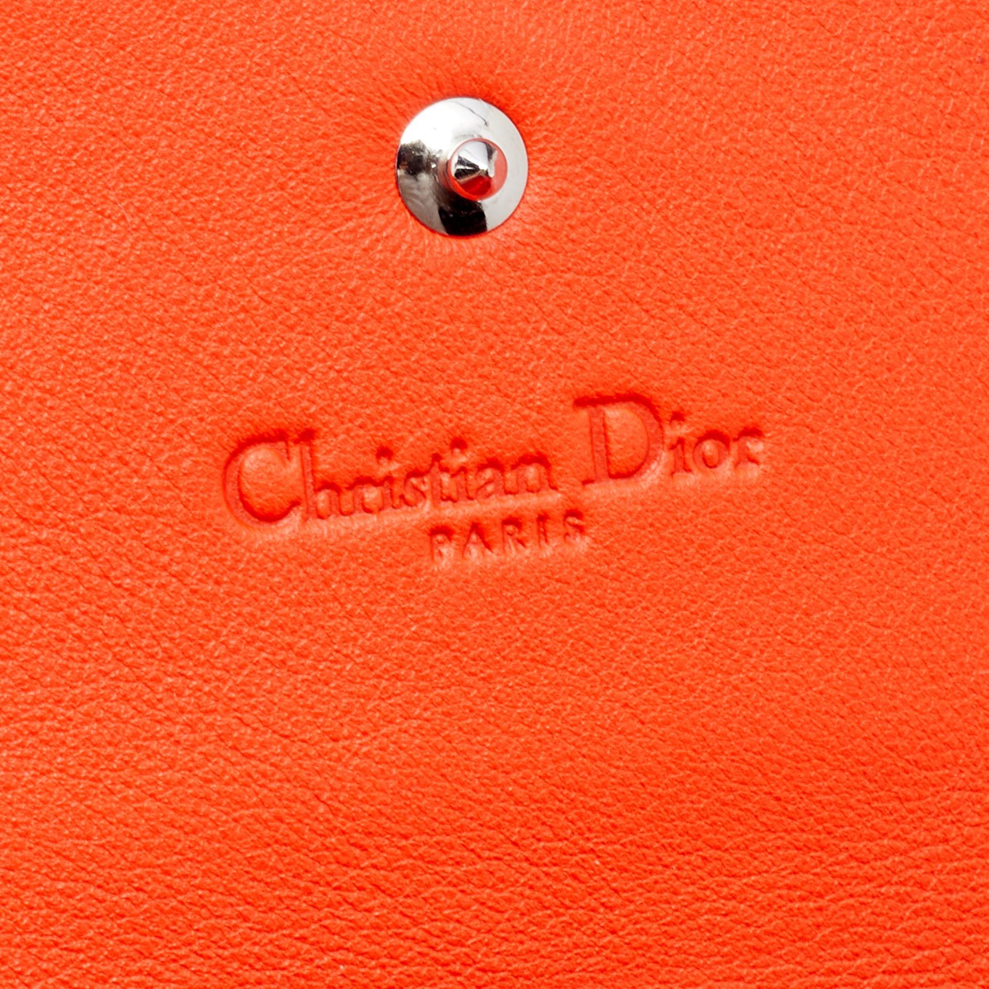 Dior Pink/Orange Leather Addict Rendez-Vous Wallet on Chain 2
