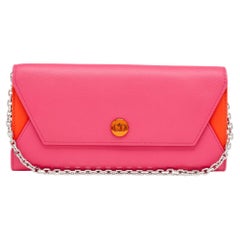 Dior Pink/Orange Leather Addict Rendez-Vous Wallet on Chain
