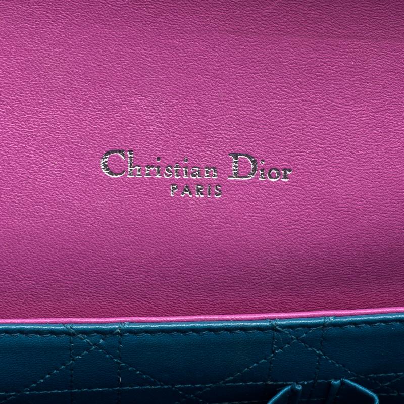 Dior Pink/Orange Raffia and Leather Miss Dior Medium Flap Bag 4