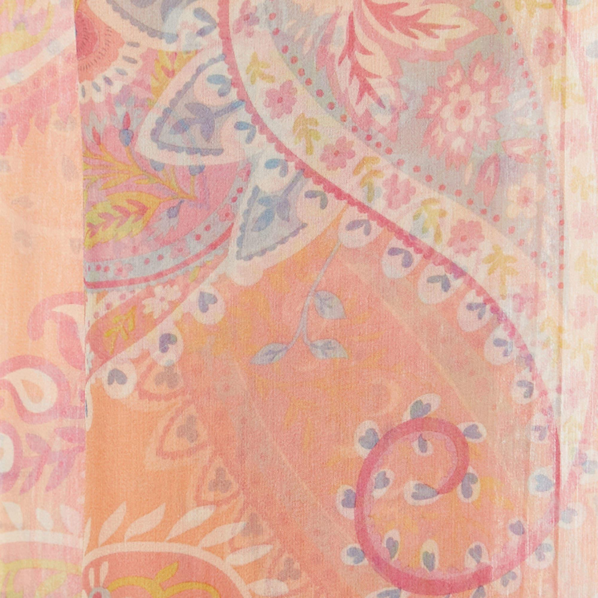 Estola de flecos de seda con estampado paisley rosa de Dior Beige en venta
