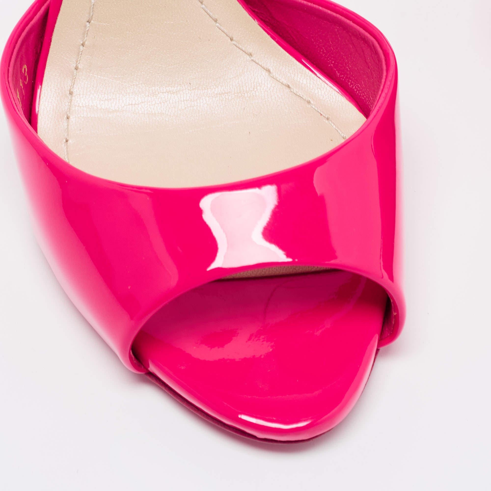 Dior Pink Patent Leather and PVC Clear Block Heels Ankle-Strap Sandals Size 35 3