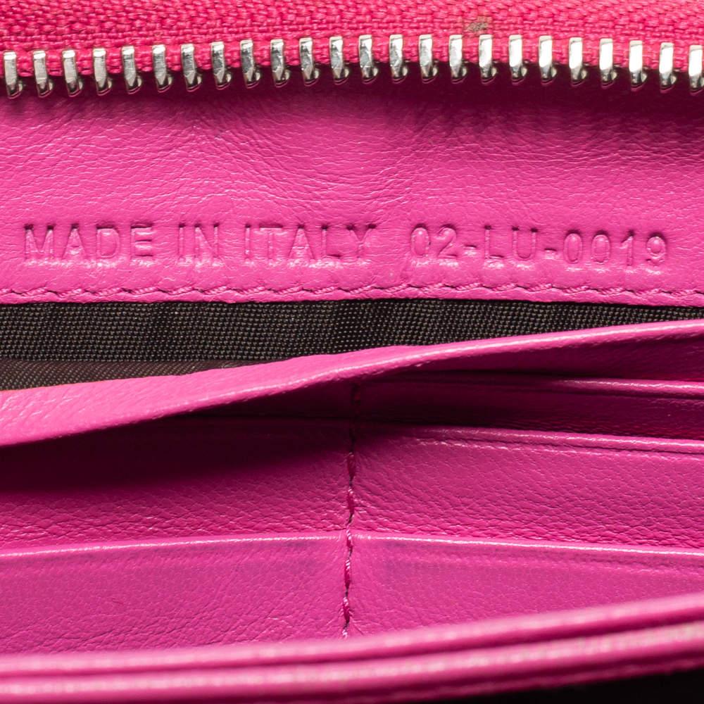 Dior Pink Patent Leather Lady Dior Zip Around Wallet 4