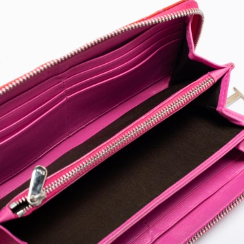 Portafoglio Zip Dior Lady Pink in pelle verniciata in vendita 3