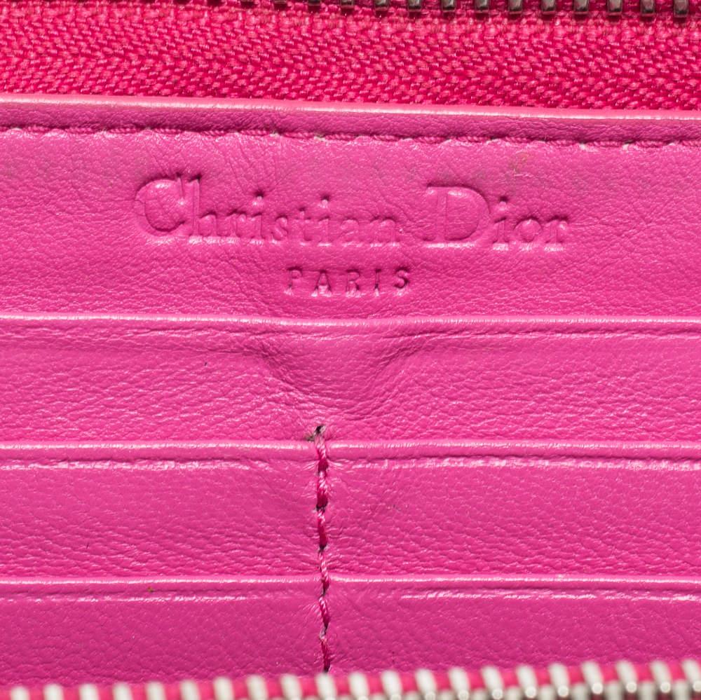 Dior Pink Patent Leather Lady Dior Zip Around Wallet 5
