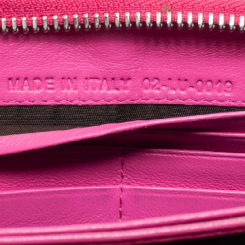 Portafoglio Zip Dior Lady Pink in pelle verniciata in vendita 4