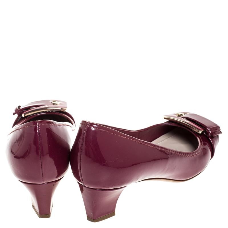 Dior Pink Patent Leather Metal Buckle Detail Pumps Size 40.5 In Good Condition In Dubai, Al Qouz 2