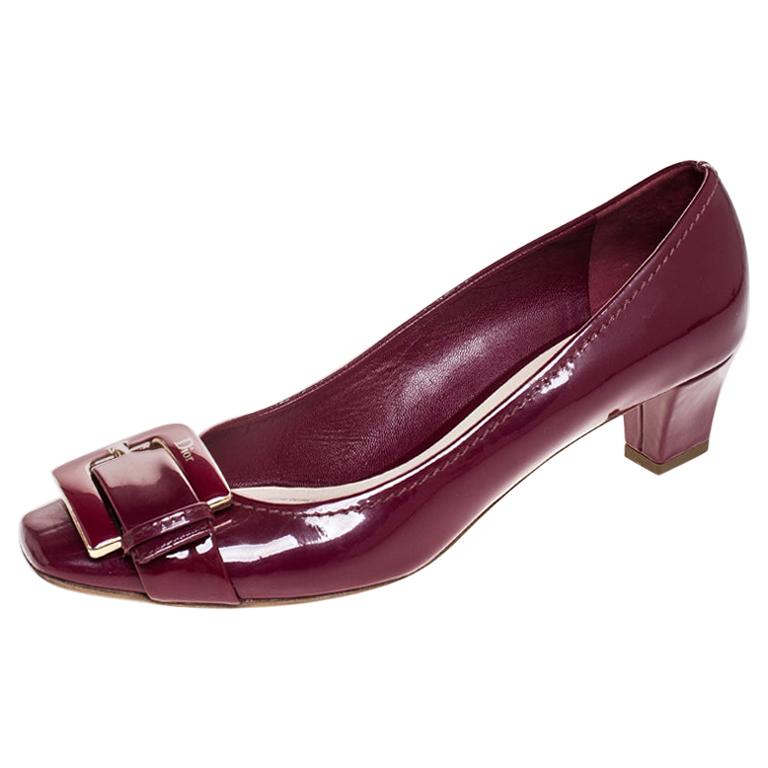 Dior Pink Patent Leather Metal Buckle Detail Pumps Size 40.5