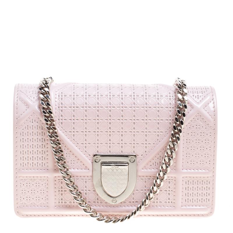 Dior Pink Patent Leather Mirco Diorama Bag