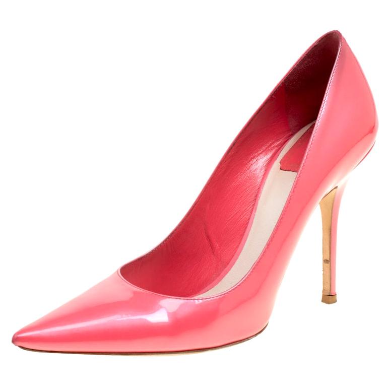 Dior Pink Patent Leather Pointed Toe Pumps Size 38 For Sale at 1stDibs