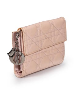 Dior Pink Patent Metallic Lady Dior Cannage Wallet