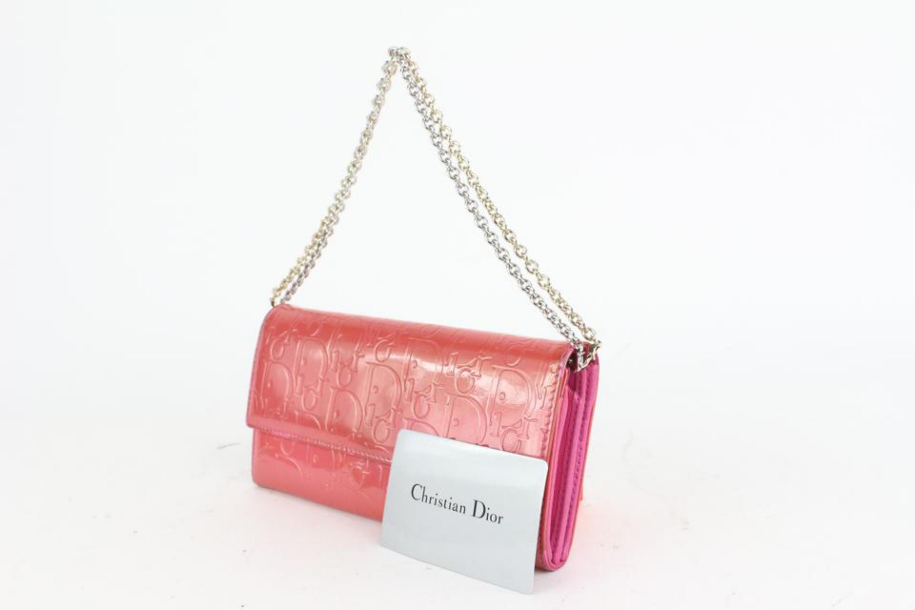 Dior Pink Patent Trotter Chain Wallet 923da97 For Sale 7