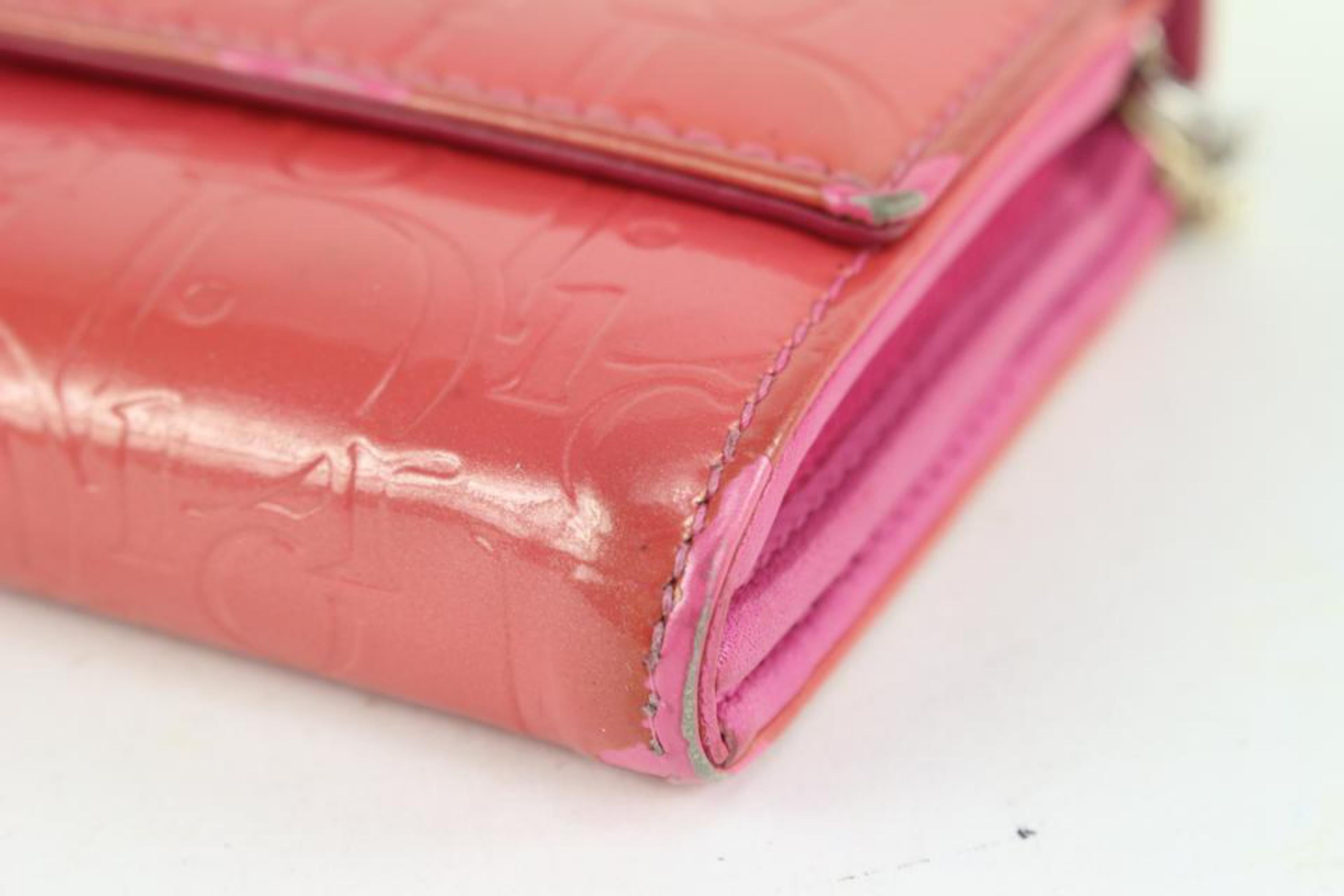 Dior Pink Patent Trotter Chain Wallet 923da97 In Fair Condition For Sale In Dix hills, NY