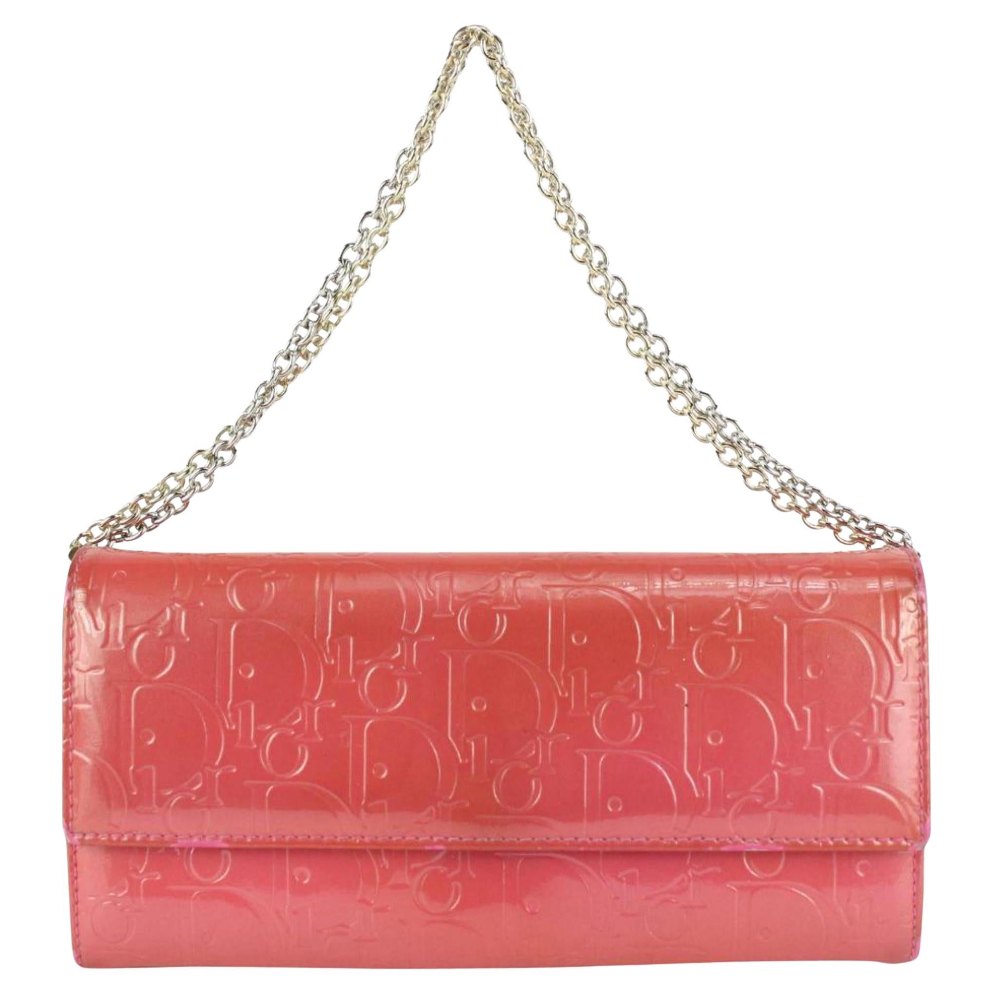 Dior Pink Patent Trotter Chain Wallet 923da97 For Sale