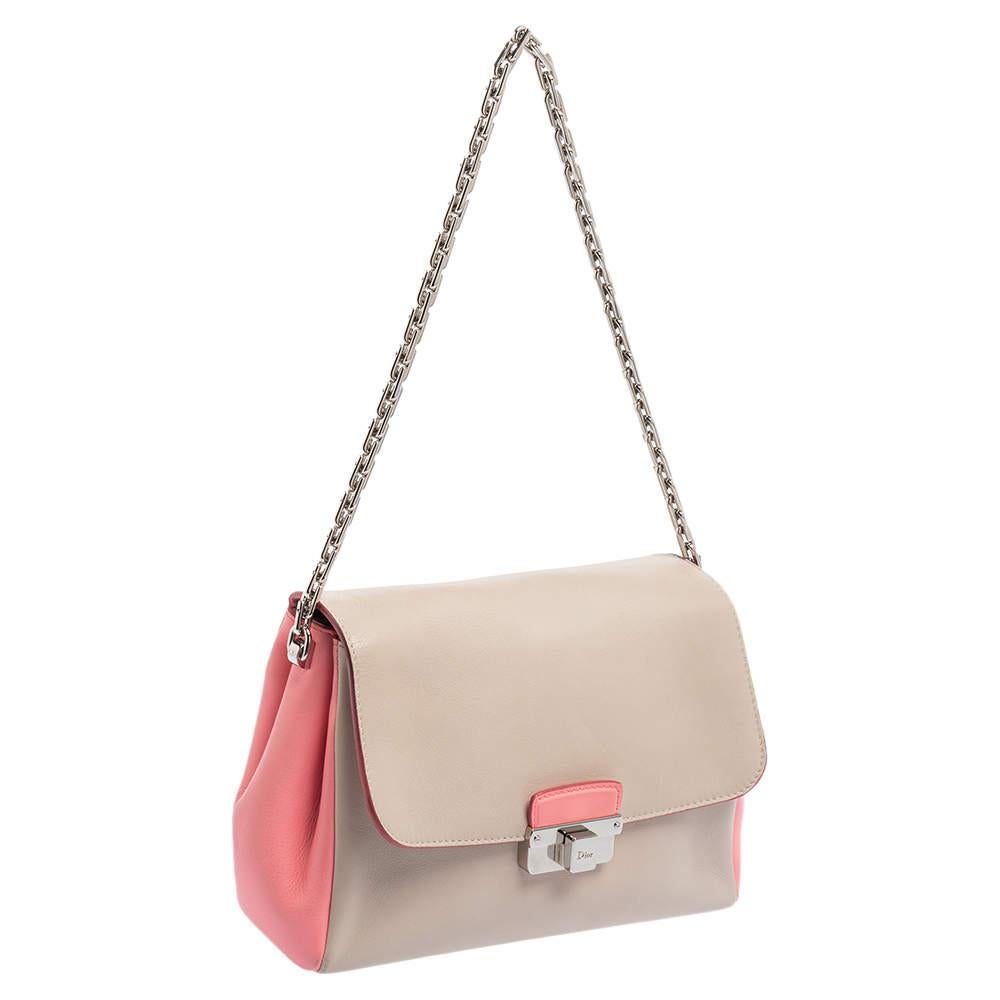  Dior - Petit sac à bandoulière en cuir rose/perle blanc Pour femmes 