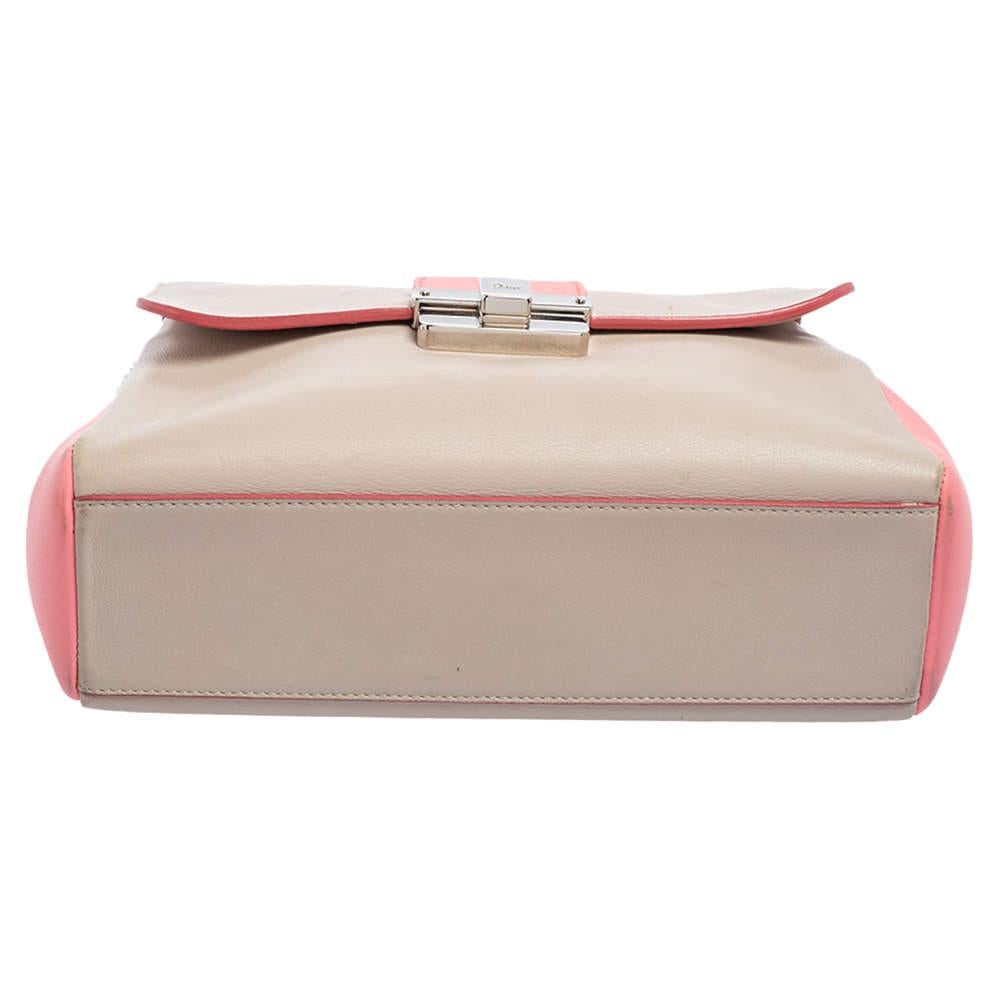 Dior - Petit sac à bandoulière en cuir rose/perle blanc 1
