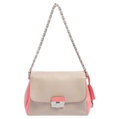Dior - Petit sac à bandoulière en cuir rose/perle blanc