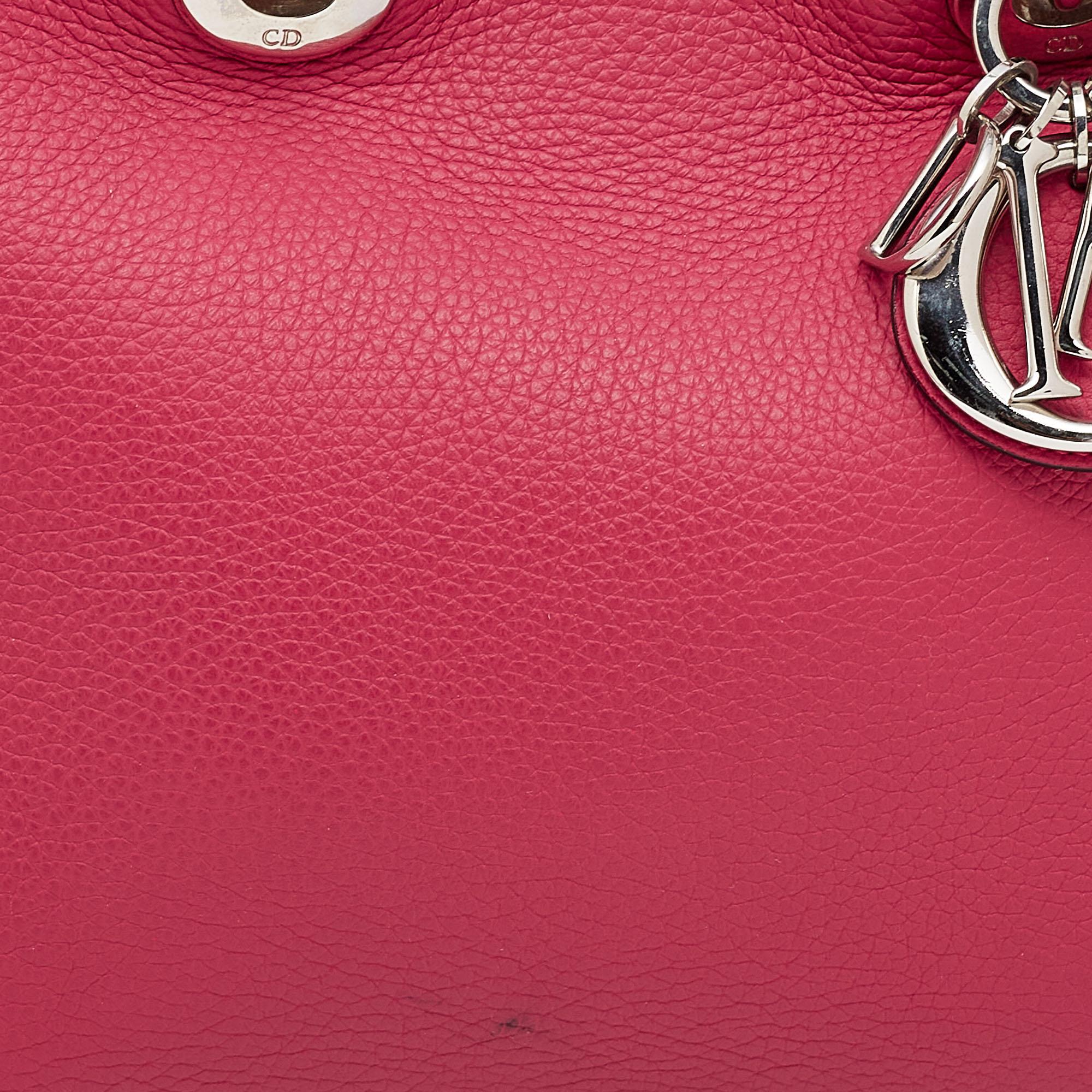 Dior Pink Pebbled Leather Medium Diorissimo Tote 1