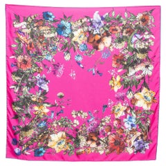 Dior Rosa Seiden-Twill D-Millefiori Quadratischer Schal mit rosa Druck