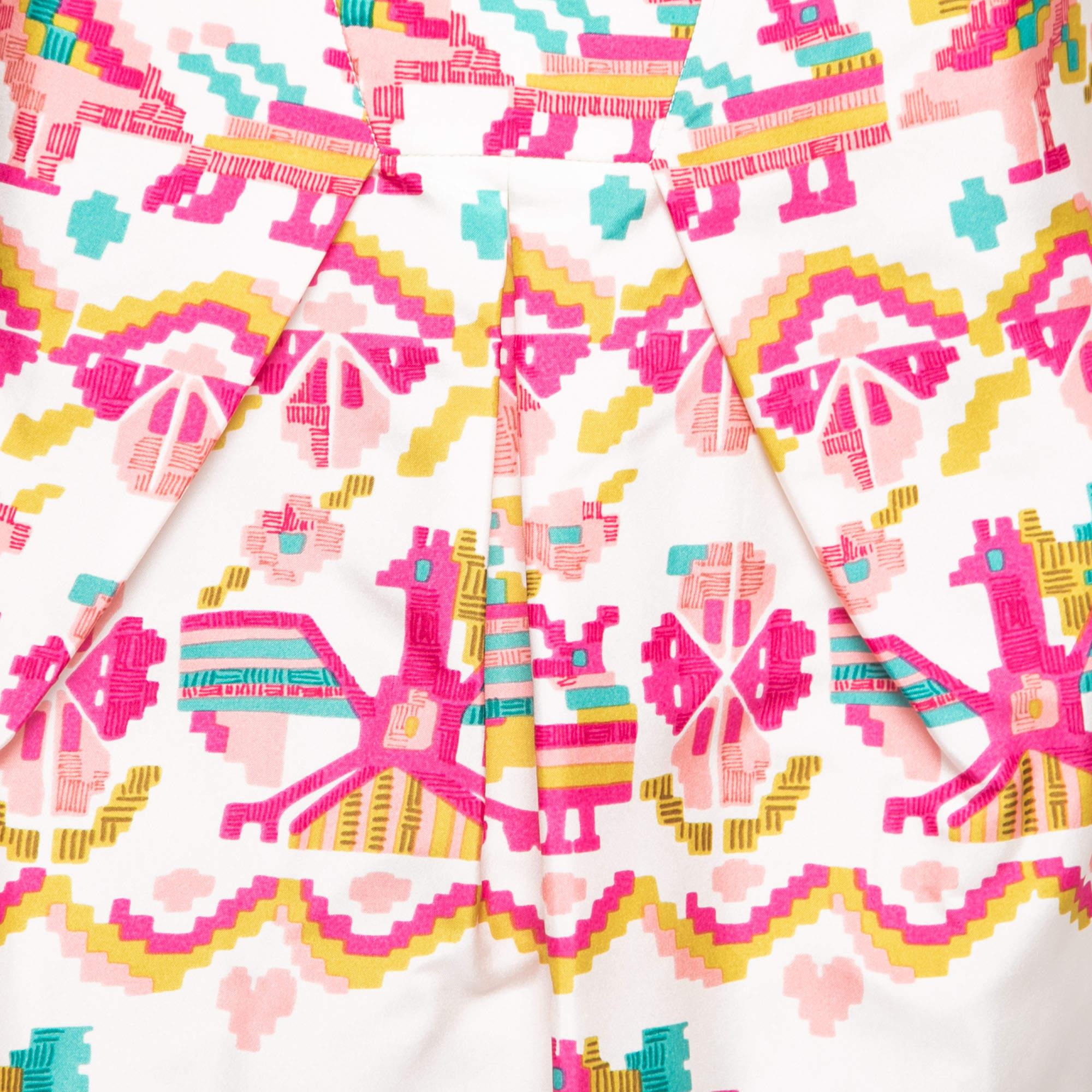 Beige Dior Pink Printed Silk Peplum Blouse L For Sale
