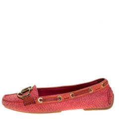 Dior Pink Python Leather CD Logo Loafers Size 38