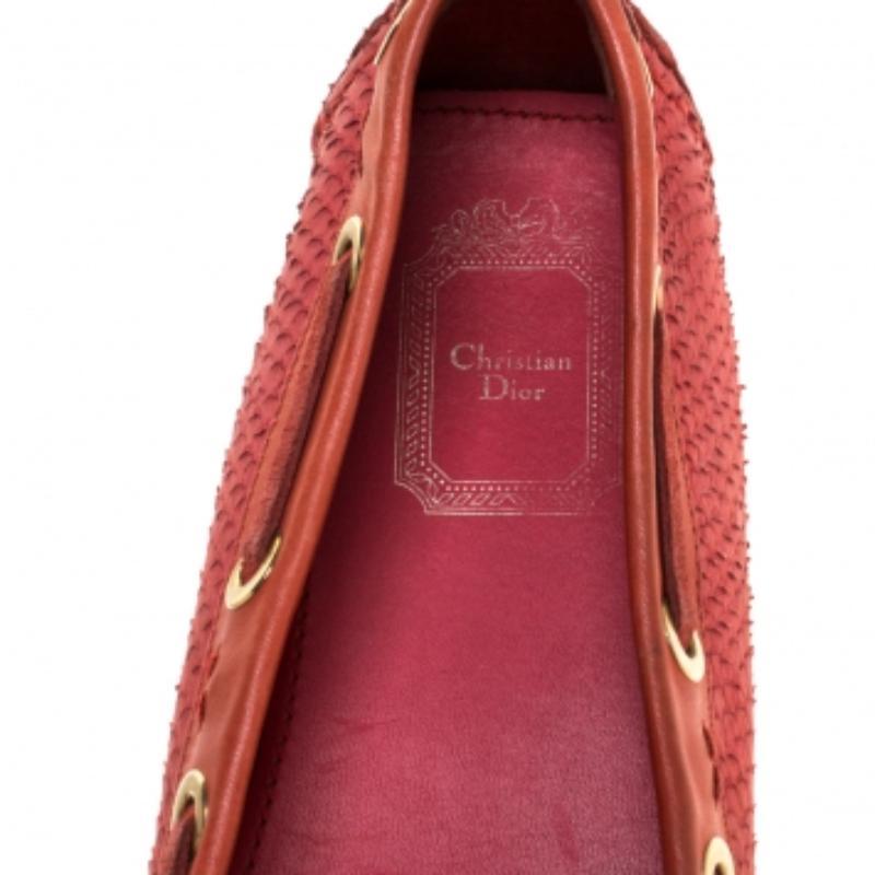 Dior Rosa Python Leder CD Logo Loafers Größe 38 im Angebot 2