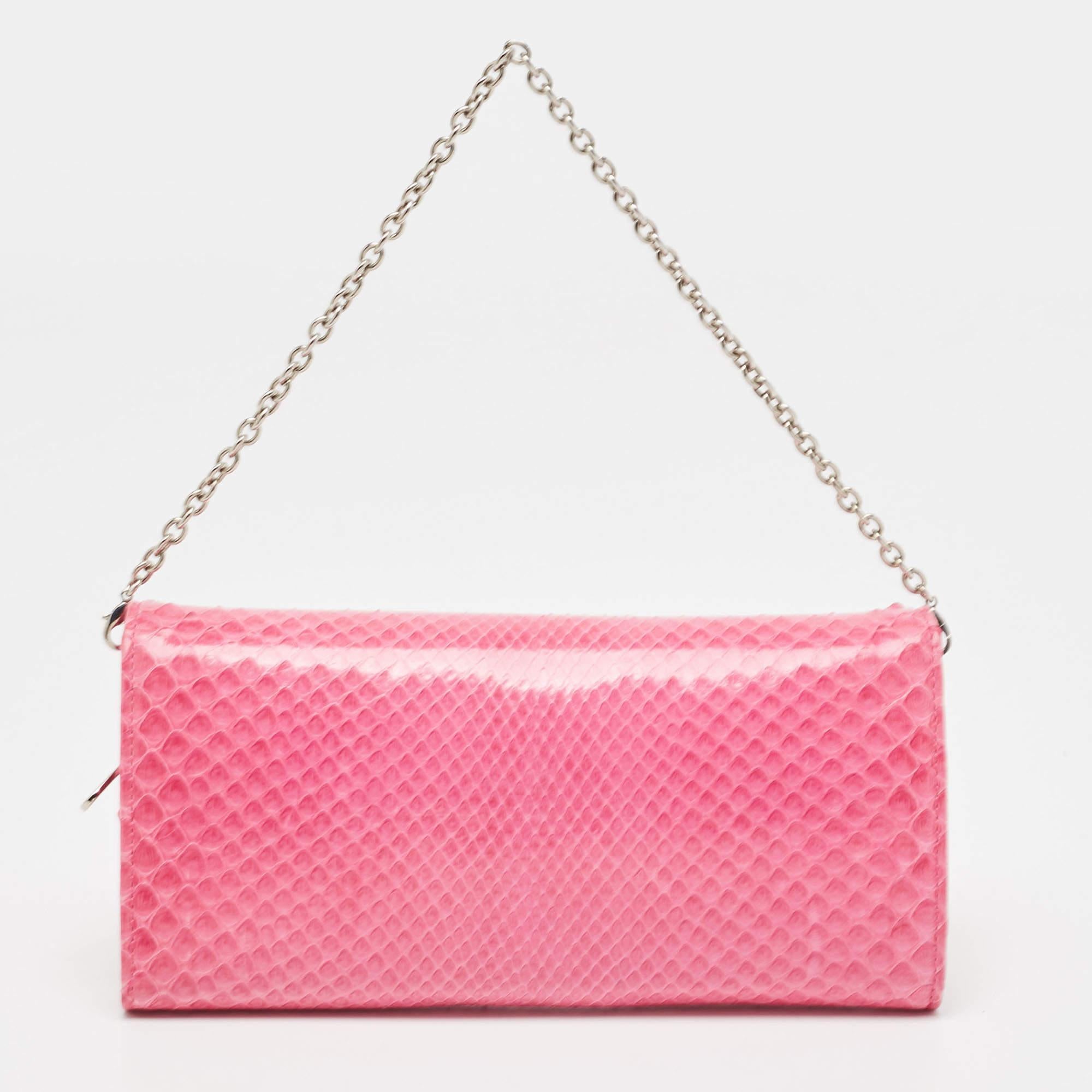Dior Pink Python Rendezvous Wallet on Chain 6