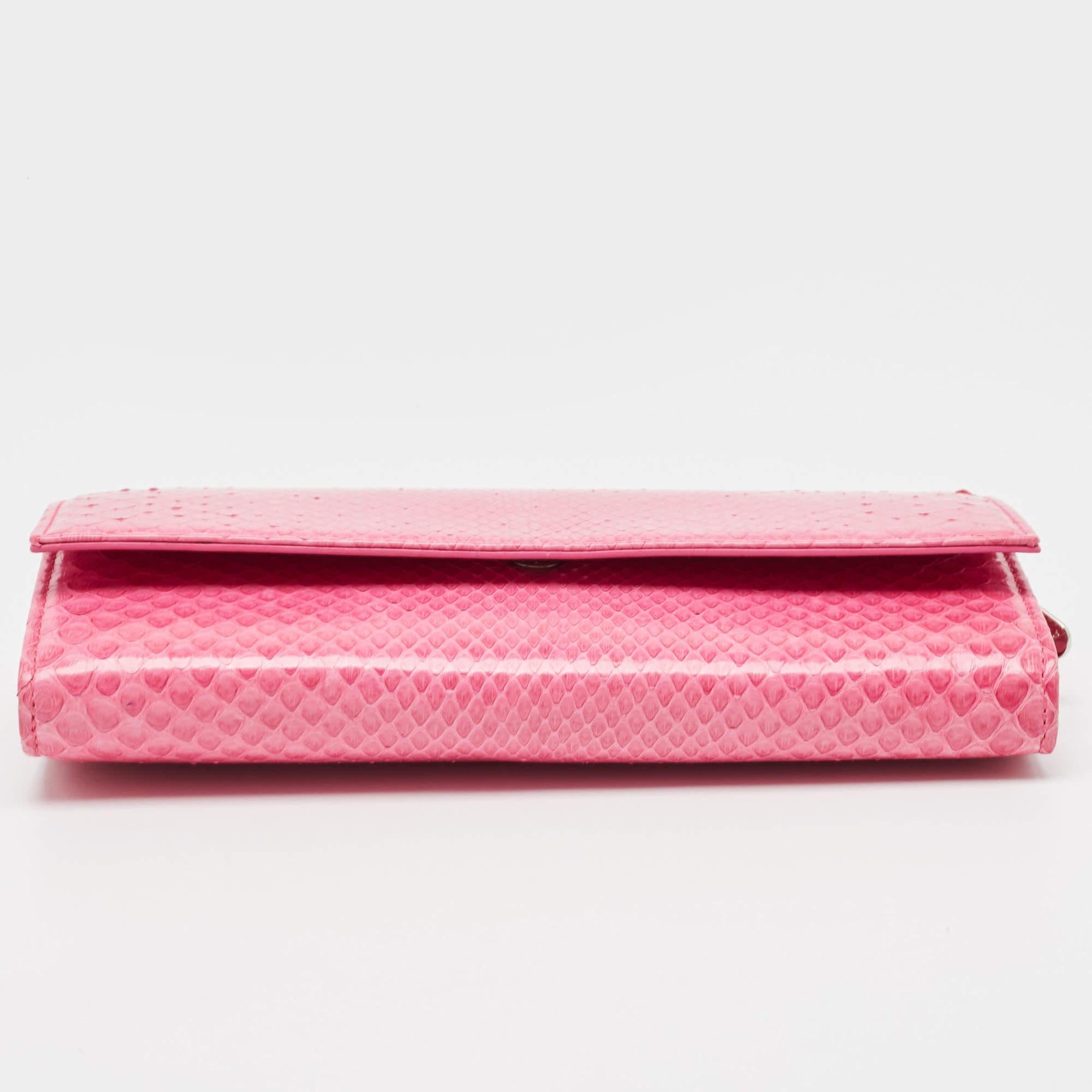 Dior Pink Python Rendezvous Wallet on Chain 9