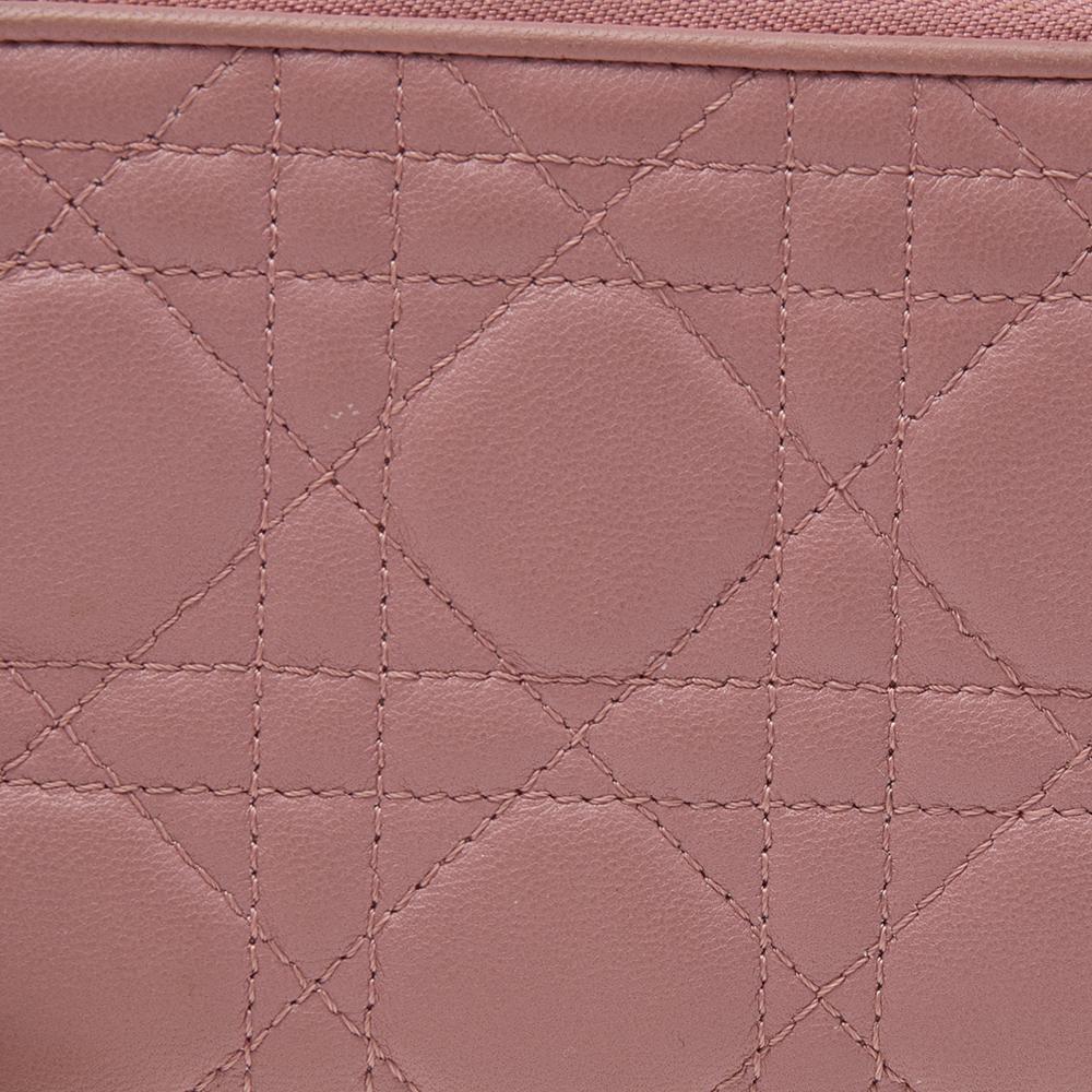 Dior Pink Quilted Leather Lady Dior Wallet 3