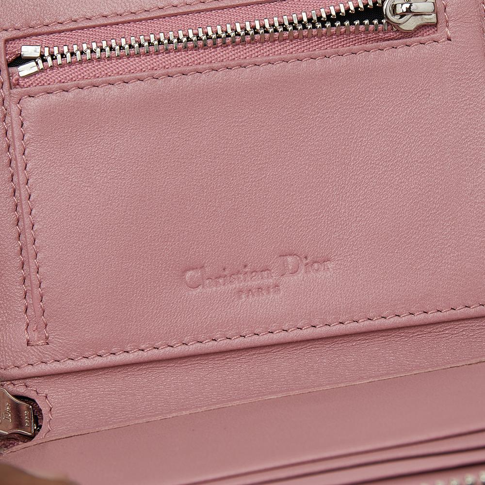 Dior Pink Quilted Leather Lady Dior Wallet In Good Condition In Dubai, Al Qouz 2