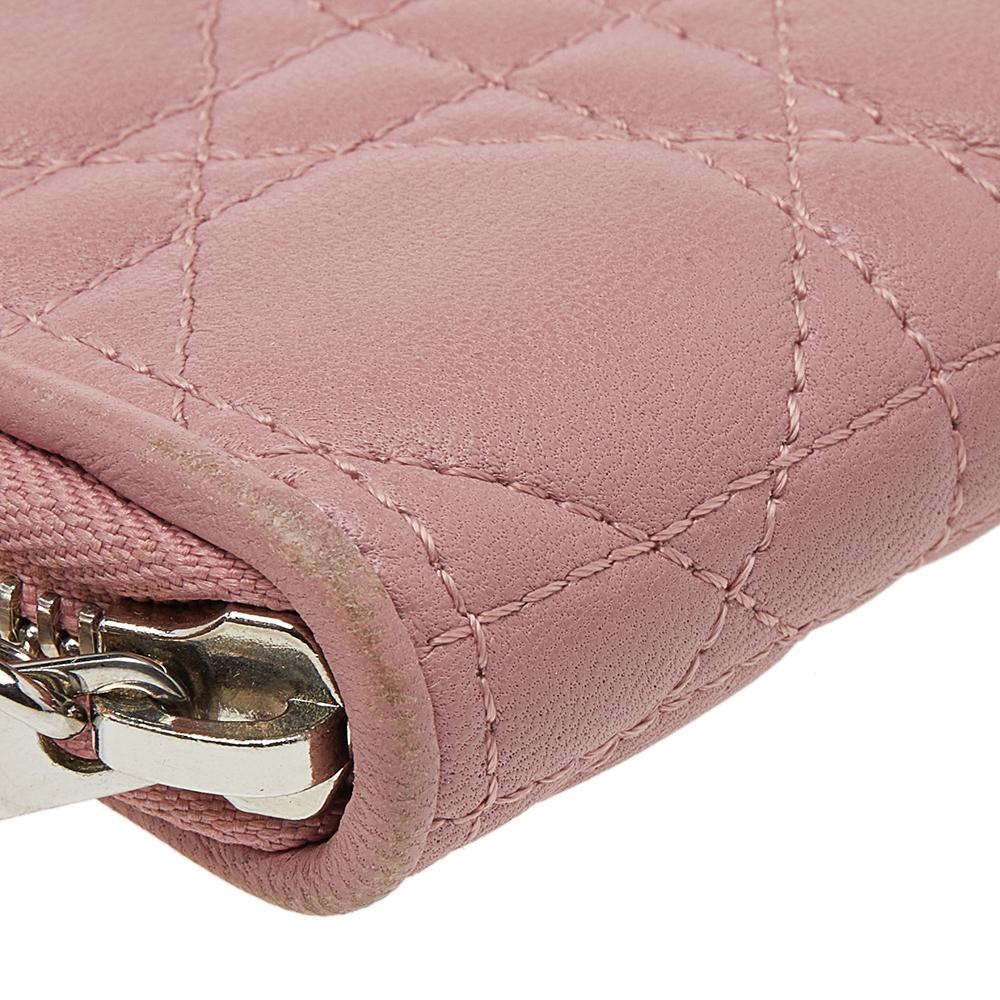Women's Dior Pink Quilted Leather Lady Dior Wallet