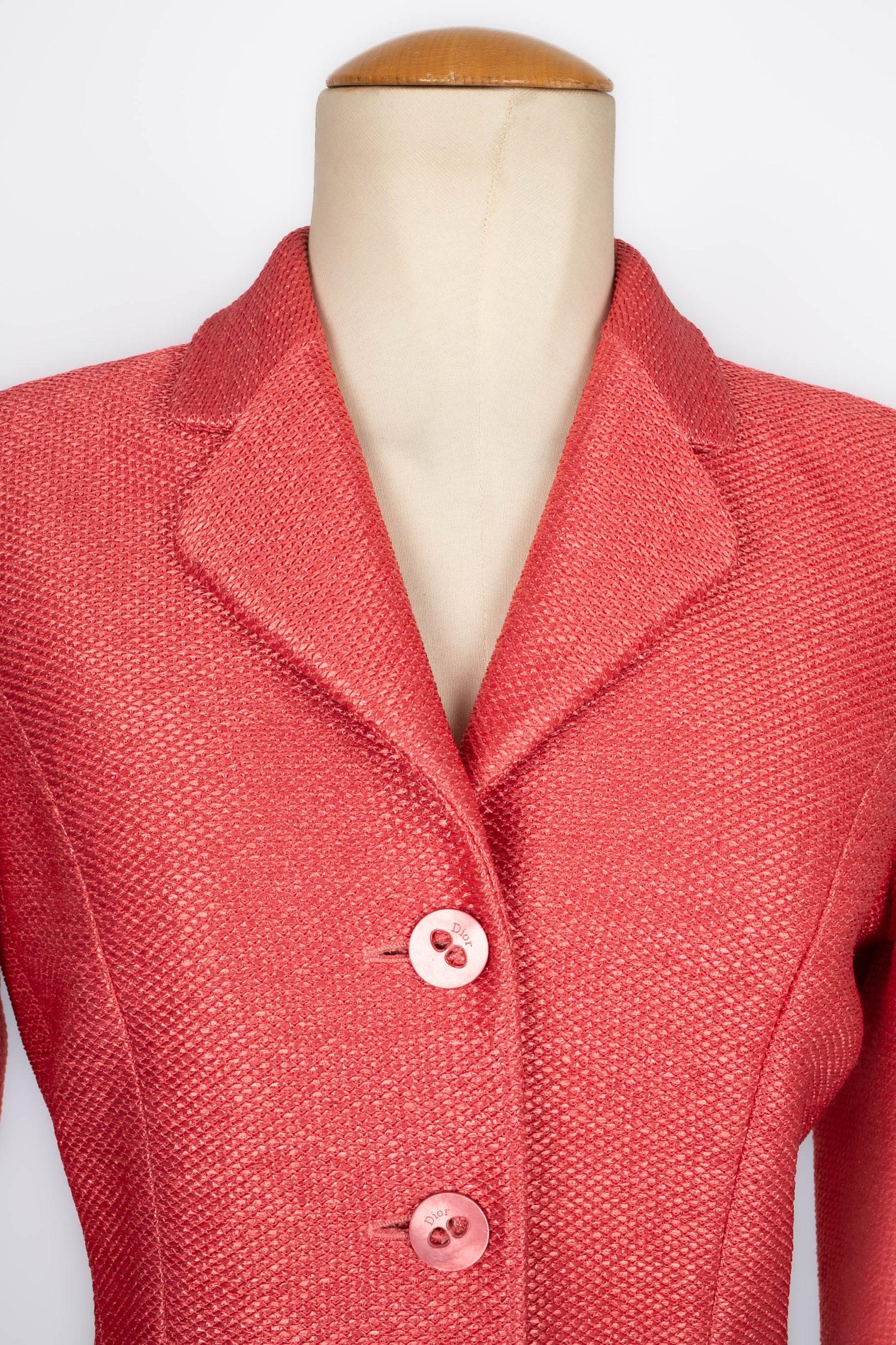 Women's Dior Pink Raffia Jacket with a Silk Lining, 2006 Spring-summer Collection For Sale